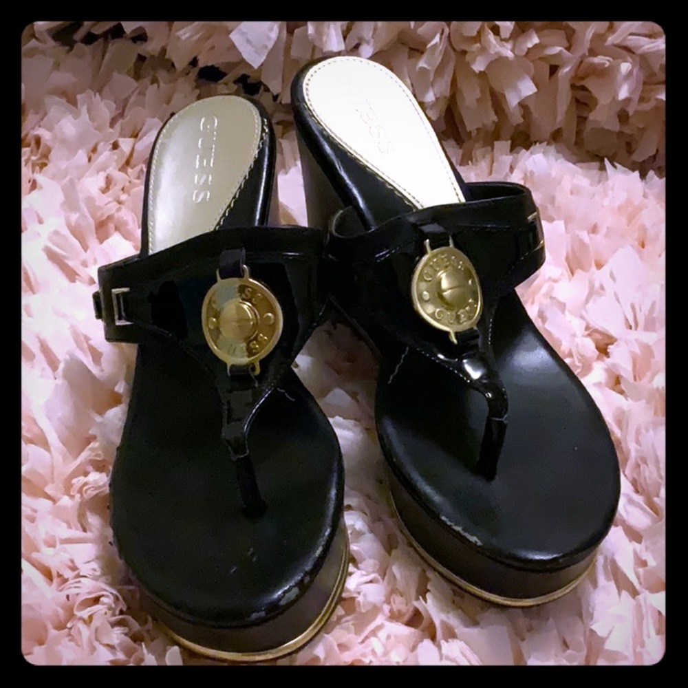 Guess black wedges